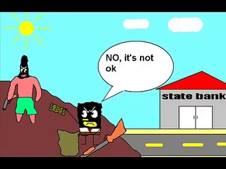 robbing a bank Bob Esponja cartoon
