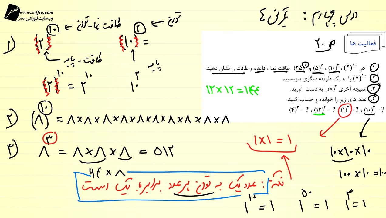 ریاضی صنف ششم- درس چهارم-تمرین های درس