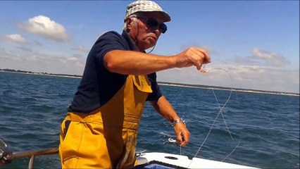 Peche : pose d'une palangre à  Jard sur Mer