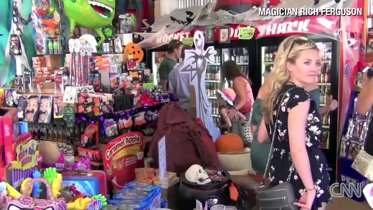 Distraction Halloween chair prank spooks shoppers