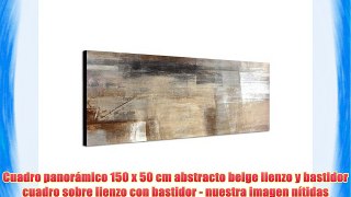 Cuadro panorámico 150 x 50 cm abstracto beige lienzo y bastidor cuadro sobre lienzo con bastidor