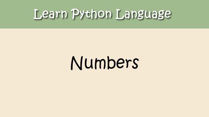 Python Tutorial - Chapter 3. Numbers