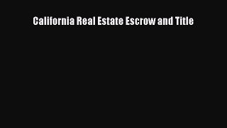 PDF California Real Estate Escrow and Title  EBook
