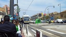 Tram near the beach at Valencia Spain