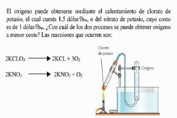 Balance de masas problema generación de oxígeno, a partir de clorato de potasio