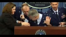 Moment US Air Force Major General faints during F 35 briefing.