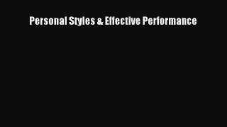 [PDF] Personal Styles & Effective Performance [Read] Full Ebook