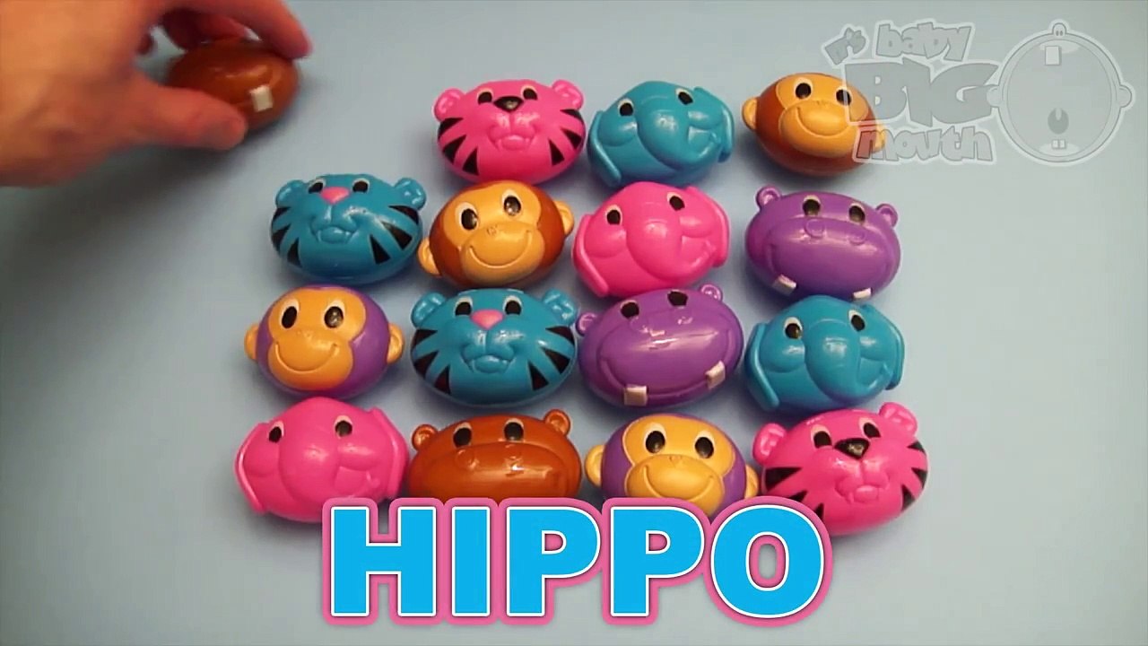 Learn Colours Opening Animal Surprise Eggs! Filled with Candy, Gum and Fun!