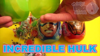 3 JUMBO Surprise Eggs! The Incredible Hulk Captain America Iron Man