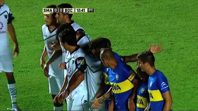 Tiro libre de Tevez. San Martín SJ 0 - Boca 0. Fecha 3. Primera División 2015.