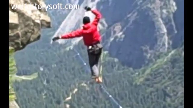 Crazy German guy walking tightrope over Yosemite falls - YouTube(2)