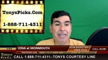 College Basketball Free Pick Monmouth Hawks vs. Iona Gaels Prediction Odds Preview 3-7-2016