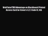 Download WebTutor(TM) Advantage on Blackboard Printed Access Card for Green's 321 Code It!