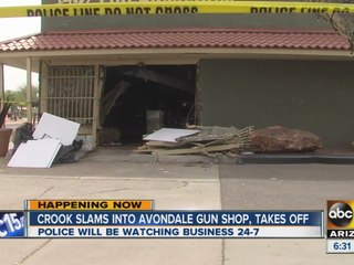 Crook slams into Avondale gun shop, takes off