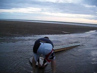 50-50 grind to 360 shoveit on a skimboard
