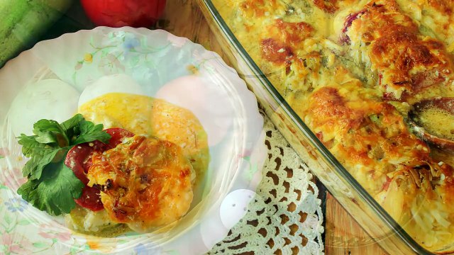 Овощная запеканка с кабачками и помидорами- Овощная запеканка в духовке- Запеканка из овощей