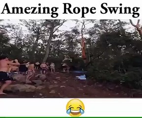 amazing rope swing ever from a tree into the water