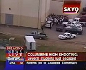 Reporters say a little joke during Columbine School shooting