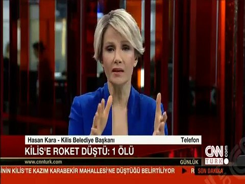 Kilis Belediye Başkanı canlı yayında konuşurken roket düştü