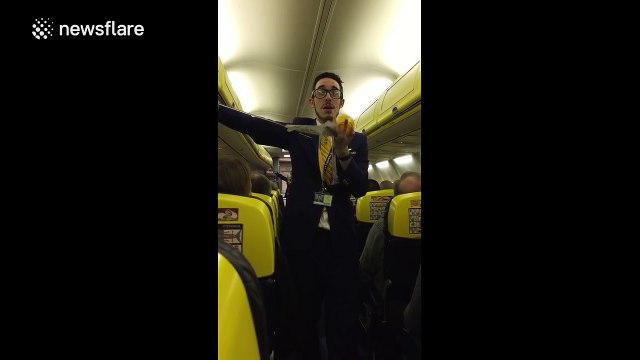 Ryanair flight attendant makes safety instructions far more fun