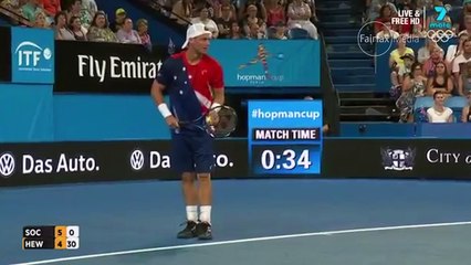 Tennis player Jack Sock encourages his opponent to challenge a call, giving his opponent the point