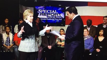 Millennial disagrees with Hillary Clinton at Fox Town Hall, March 7, 2016