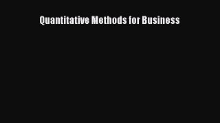 Read Quantitative Methods for Business Ebook Free