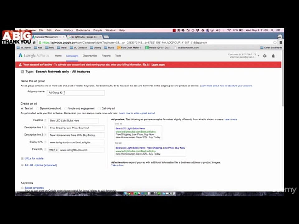 412 Creating A New Ad Group For Improved Targeting - Google AdWords For Beginners