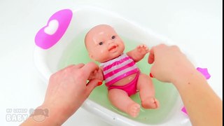 Baby Doll Bathtime Clay SLIME BAFF - How to Bath Baby Kids Pretend Play