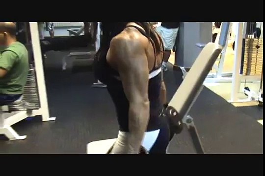 world Fitness Girl Bicep Curls with dumbbells