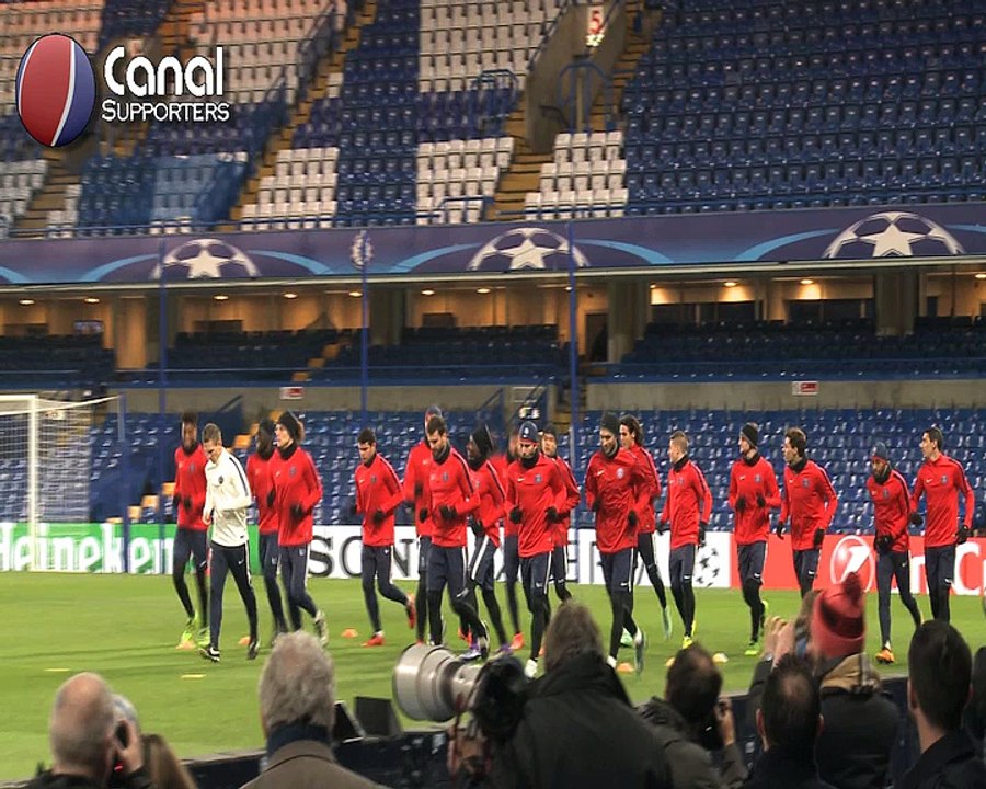 L'entrainement du PSG à Stamford Bridge