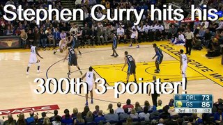 Stephen Curry first in NBA history to make 300 3-pointers in season 2015-16