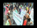 Lideresas indígenas protestan en el Puyo