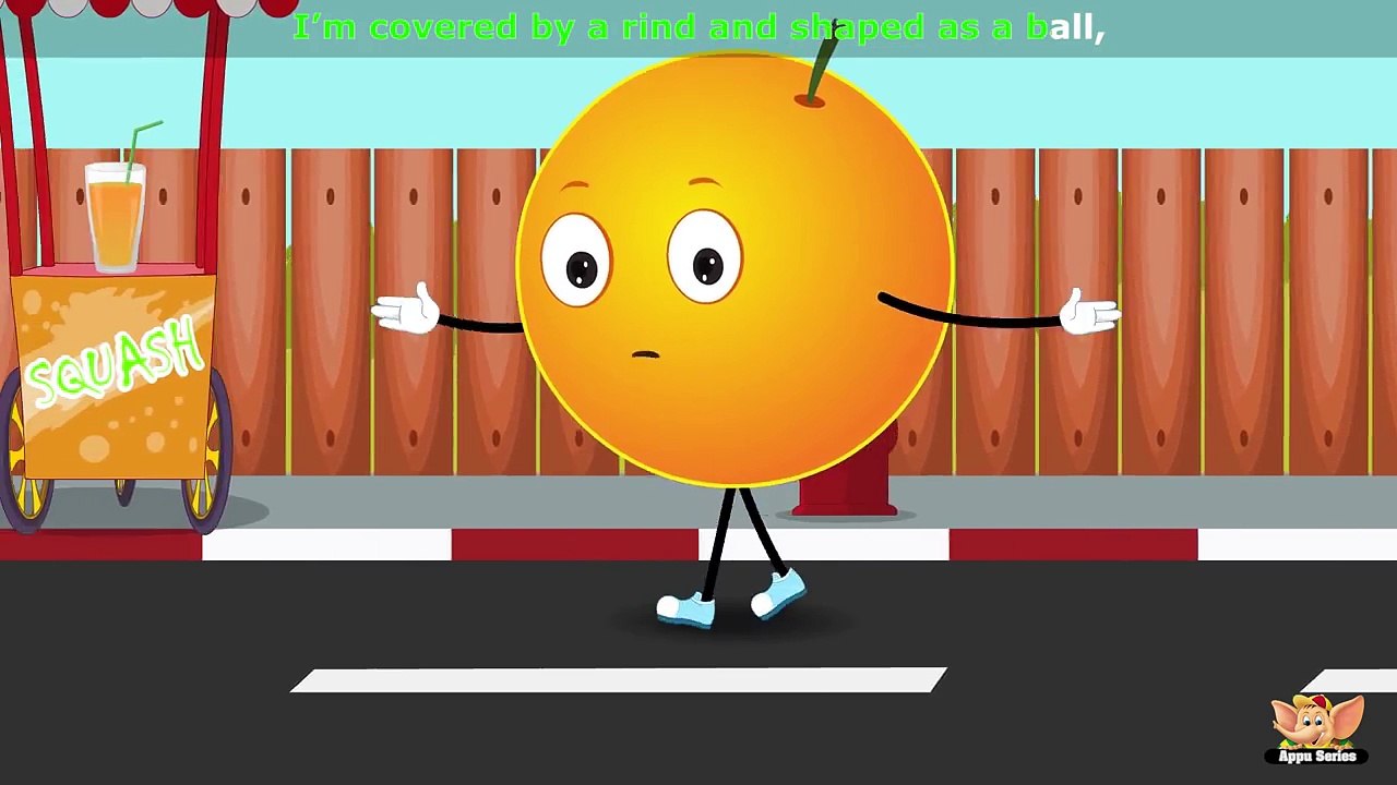 Orange Fruit Rhyme for Children, Orange Cartoon Fruits Song for Kids