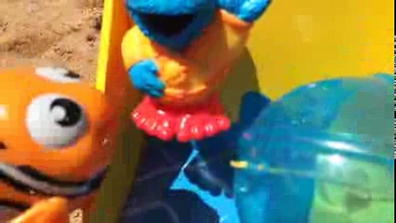 Cookie Monster by ToysReviewToys at Ocean Beach Disney Finding Nemo Bath Submarine Under Water Toys - YouTube