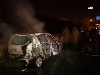 Delhi: Car catches fire near AIIMS