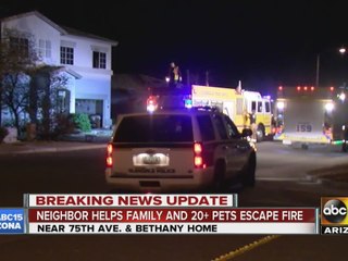 Neighbor helps family and 20+ pets escape fire