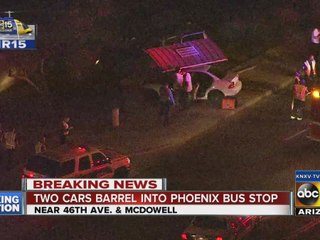 Two cars barrel into Phoenix bus stop