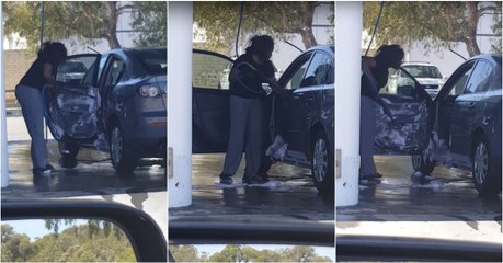 Esposa filmada a lavar carro do marido de forma WTF: o que se passou aqui?