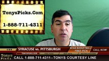 College Basketball Free Pick Pittsburgh Panthers vs. Syracuse Orange Prediction Odds Preview 3-9-2016