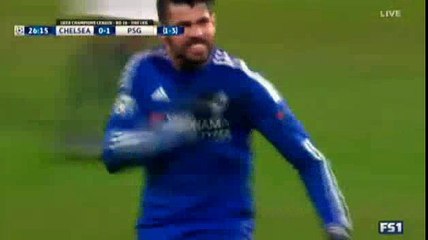 Diego Costa Goal Chelsea 1 - 1 PSG Champions League 9-3-2016