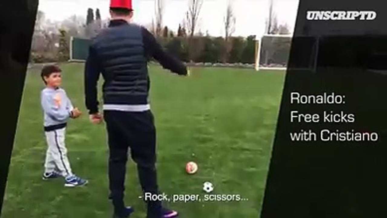 Cristiano Ronaldo remporte un concours de coups francs contre son fils