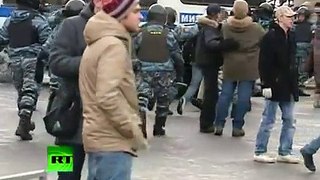 Video of outraged football fans clashing with police in Moscow