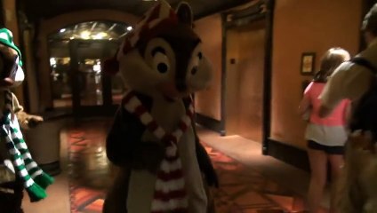 Chip and Dale in Holiday Outfits Meet Us at Disney\'s Animal Kingdom Lodge Jambo House