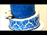 Blue Damask Pattern Wedding Cake - Wedding Cake Ideas