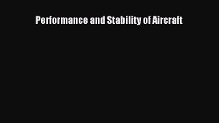 Read Performance and Stability of Aircraft Ebook Free
