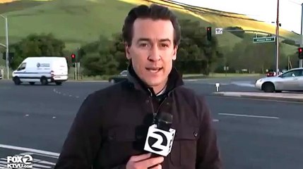 Car almost crashes into KTVU reporter Alex Savidge in Fremont