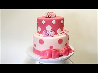 Pink and White Birthday cake - Birthday cake idea - 2 tier baby cake