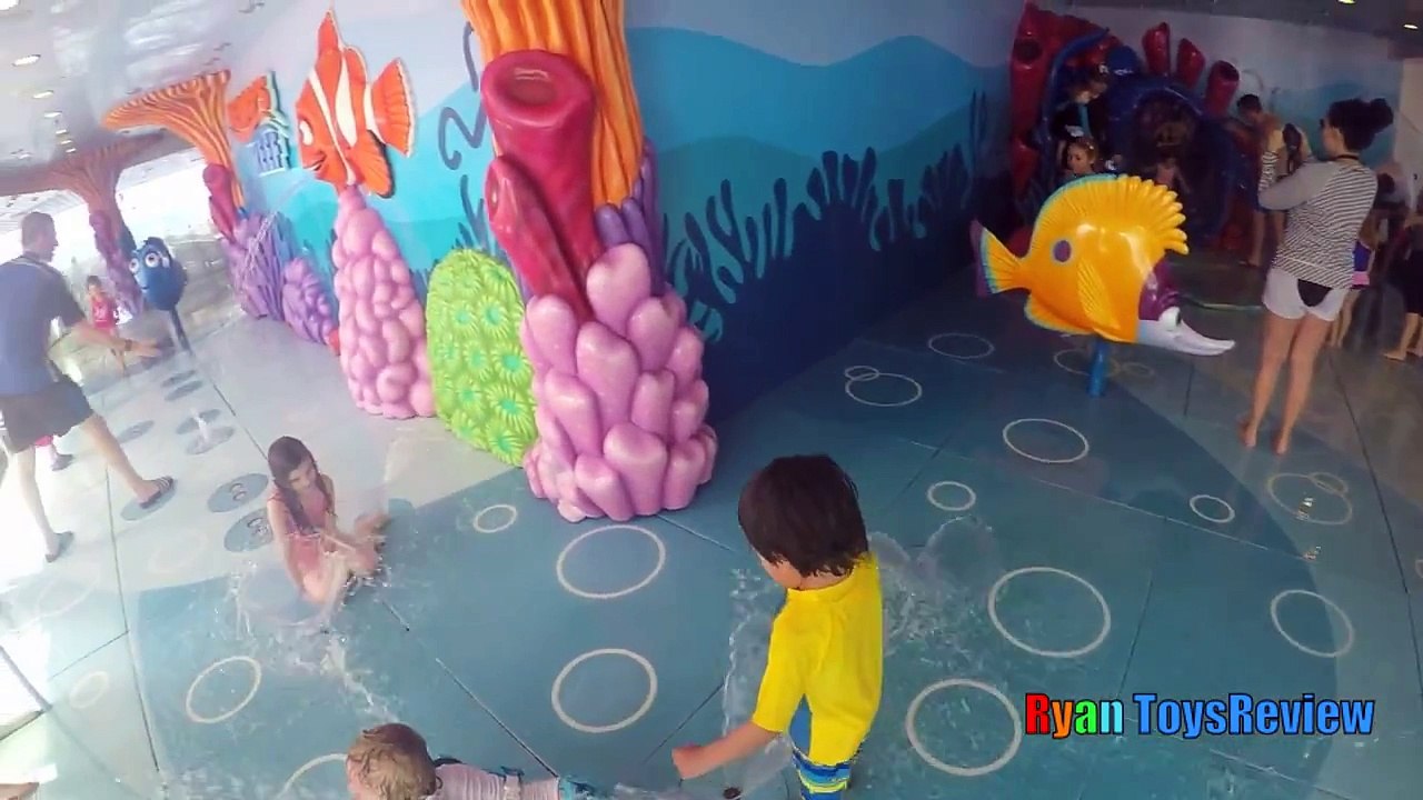 Family Fun in the Mickey Mouse Pool Finding Nemo Splash Pad Disney Cruise Fantasy Play Area for Kids