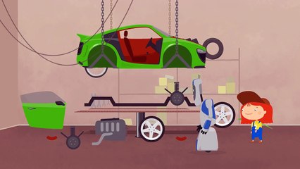 Мультфильмы про машинки. Доктор Машинкова и робот Скрепыш собирают автомобиль